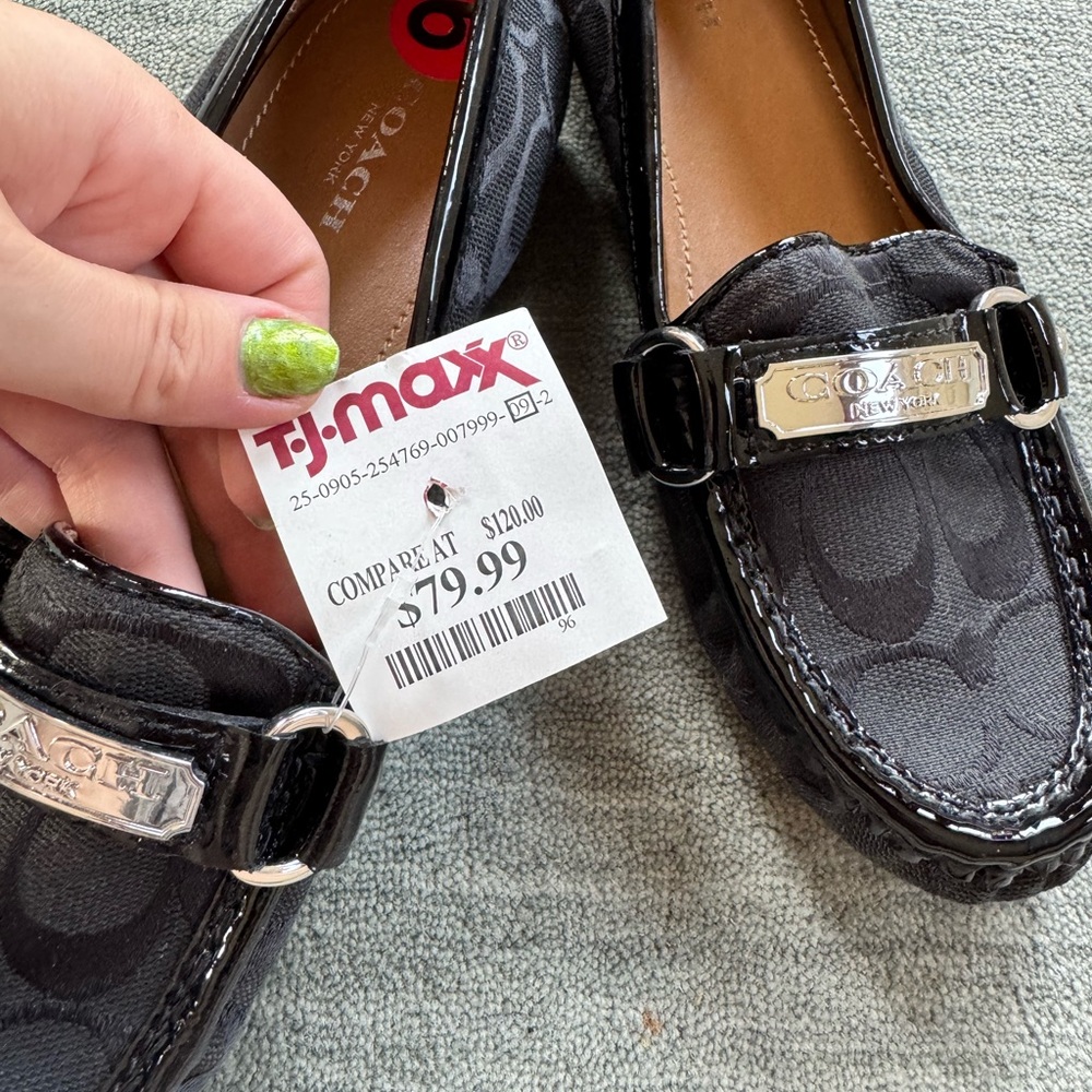 Coach Black Loafers with Silver Buckles - Picture 6 of 6